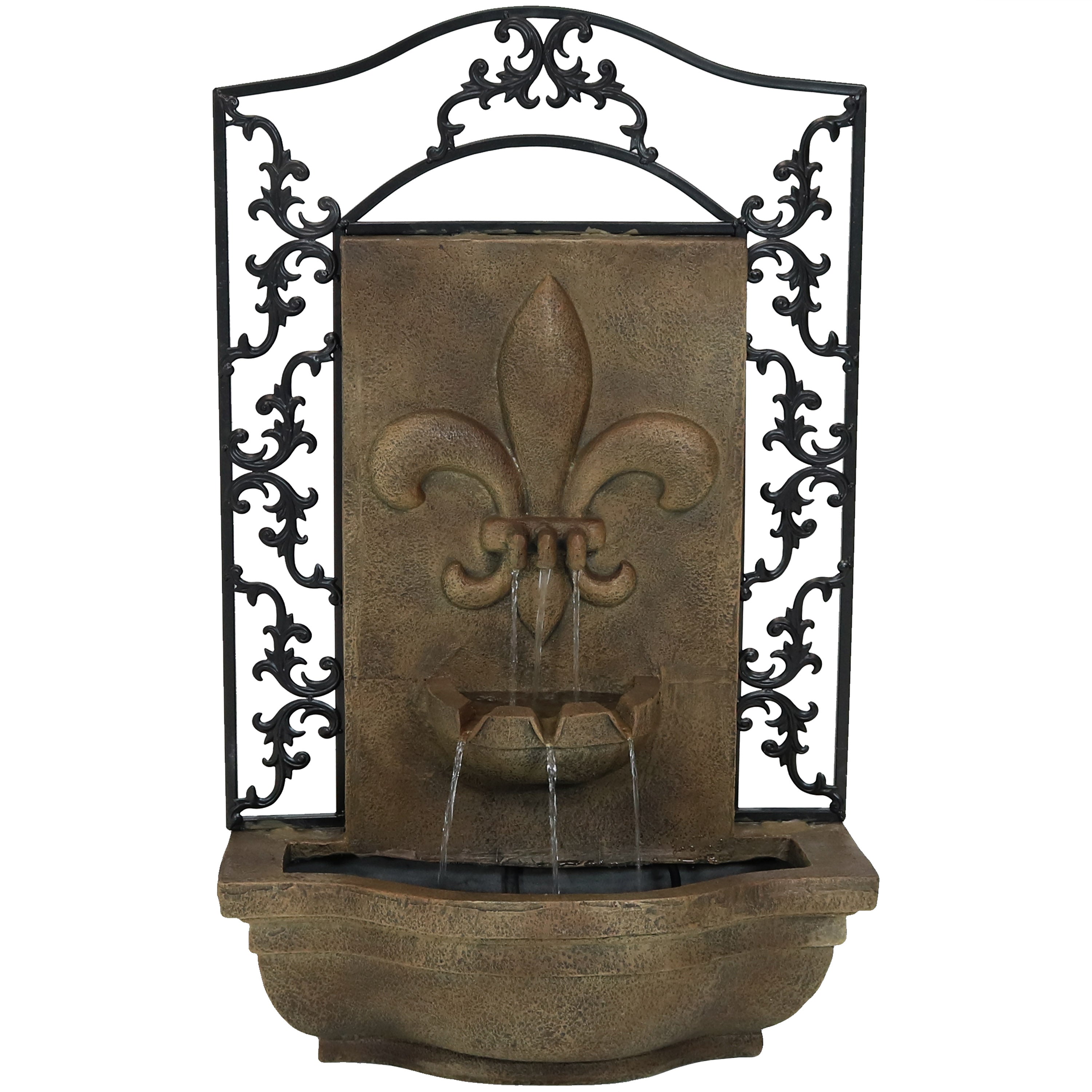 Sunnydaze French Lily Solar Outdoor Wall Fountain XCA-132388003-FS-S