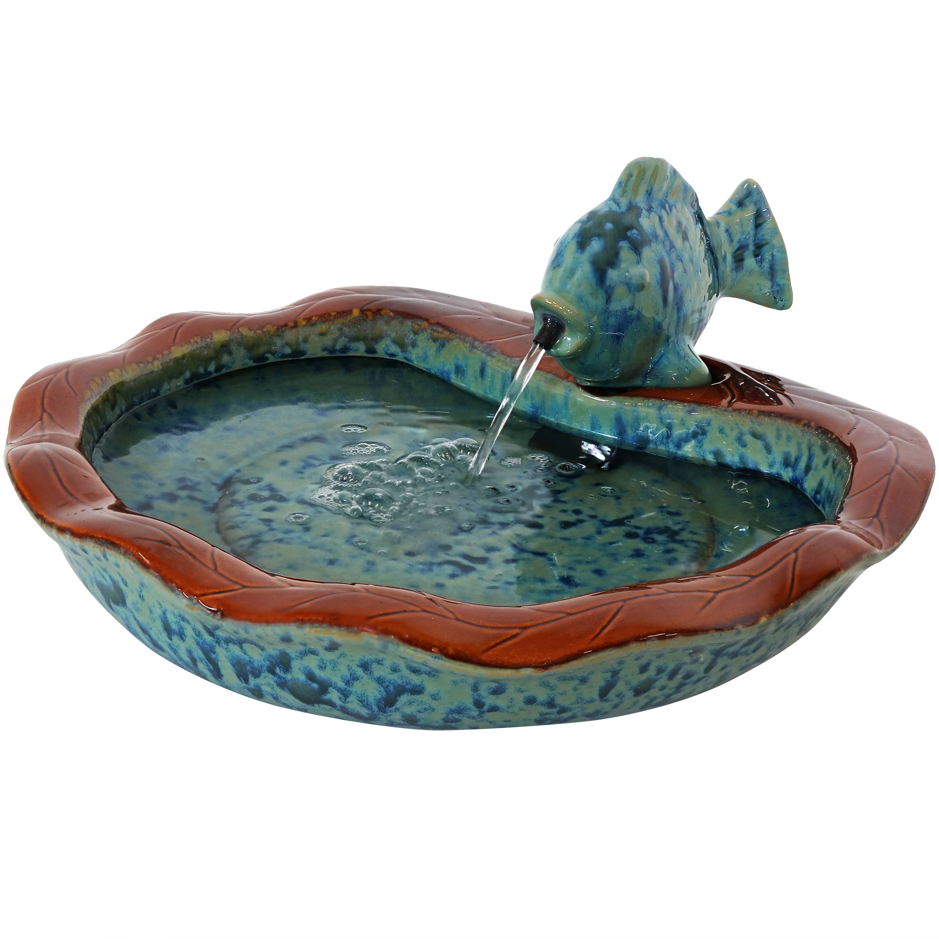 Sunnydaze Glazed Ceramic Fish Outdoor Water Fountain - 7" SSS-306