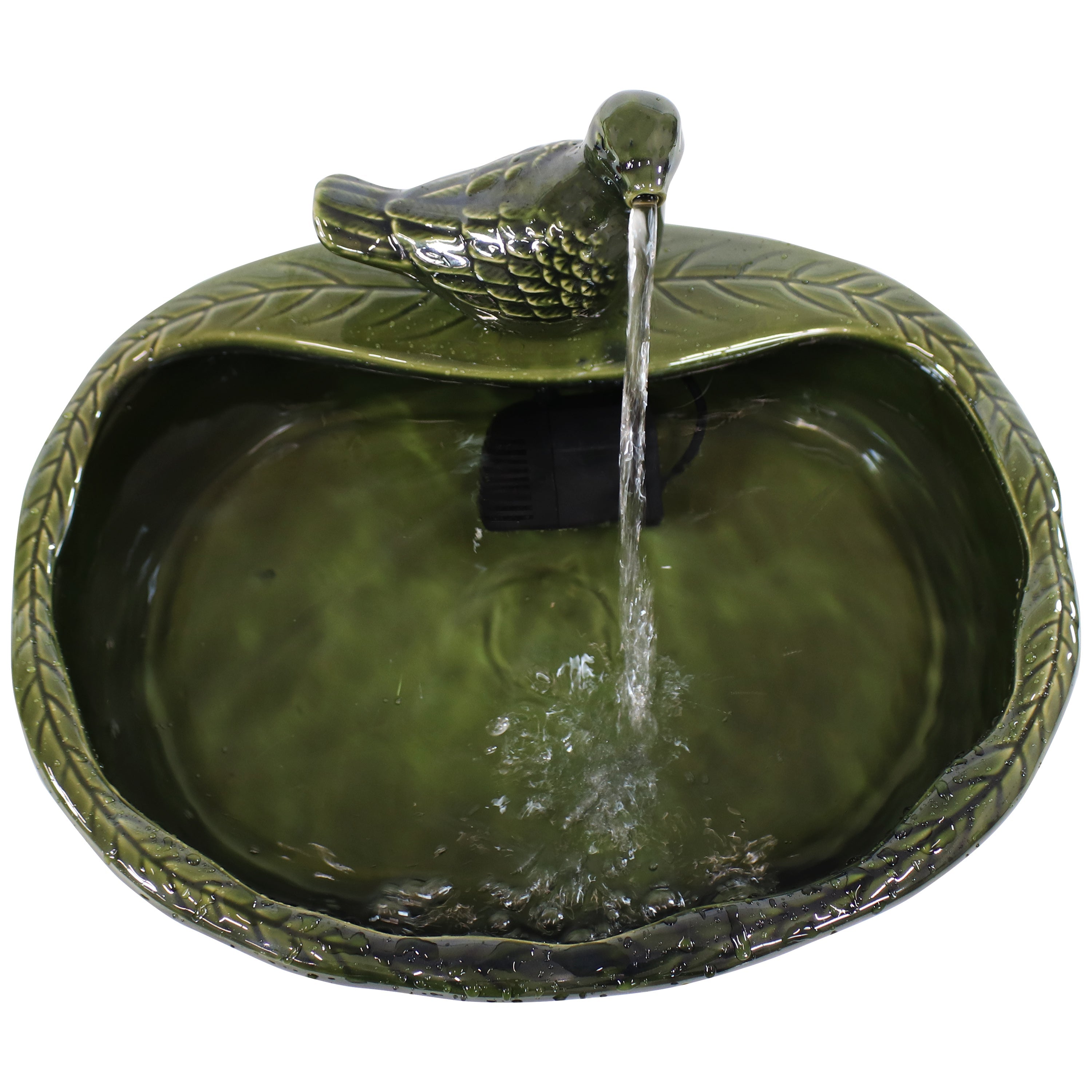 Sunnydaze Green Glazed Ceramic Solar Water Fountain - Frog