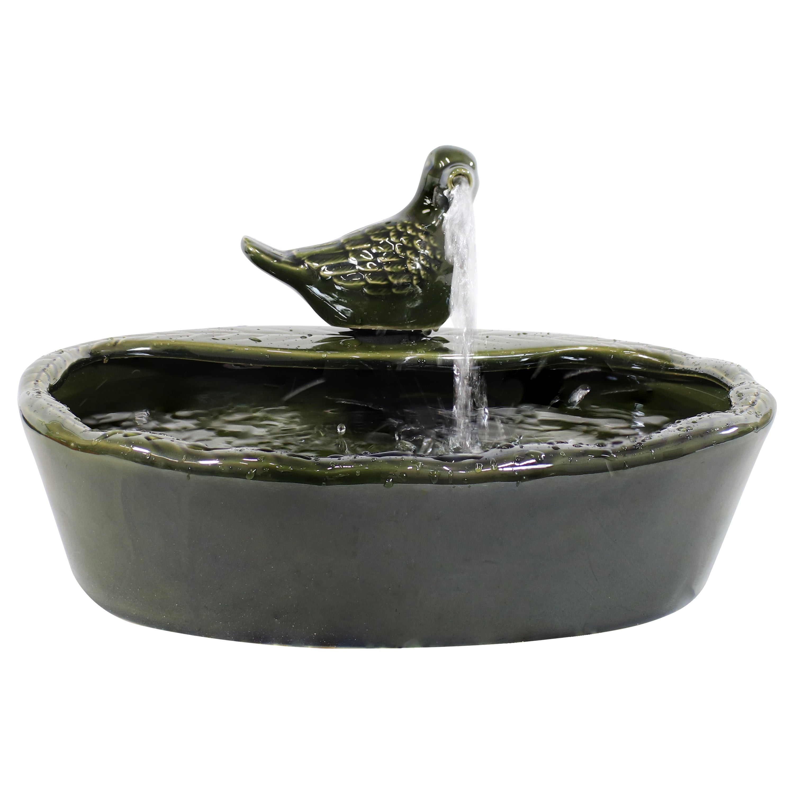 Sunnydaze Green Glazed Ceramic Solar Water Fountain - Frog
