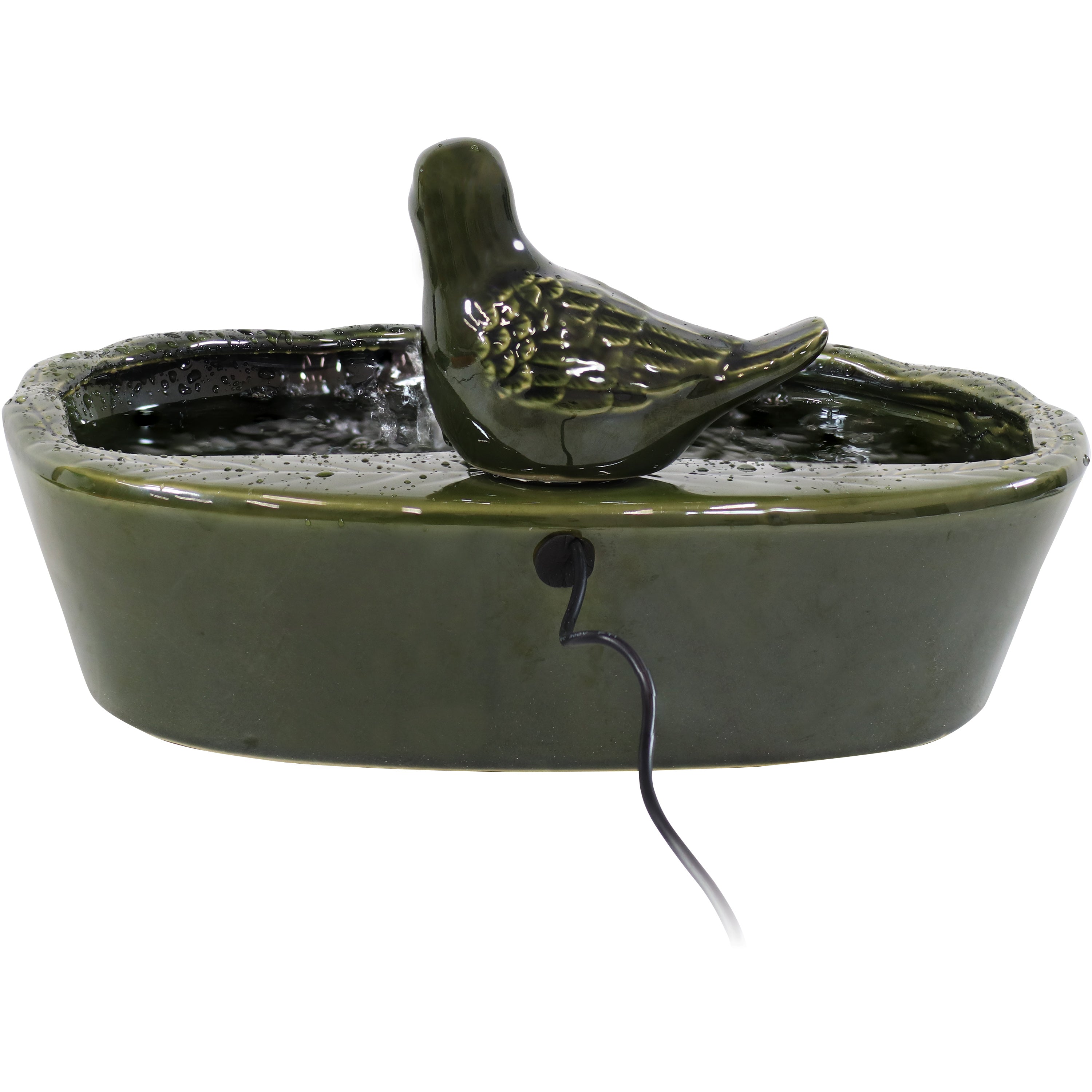 Sunnydaze Green Glazed Ceramic Solar Water Fountain - Frog