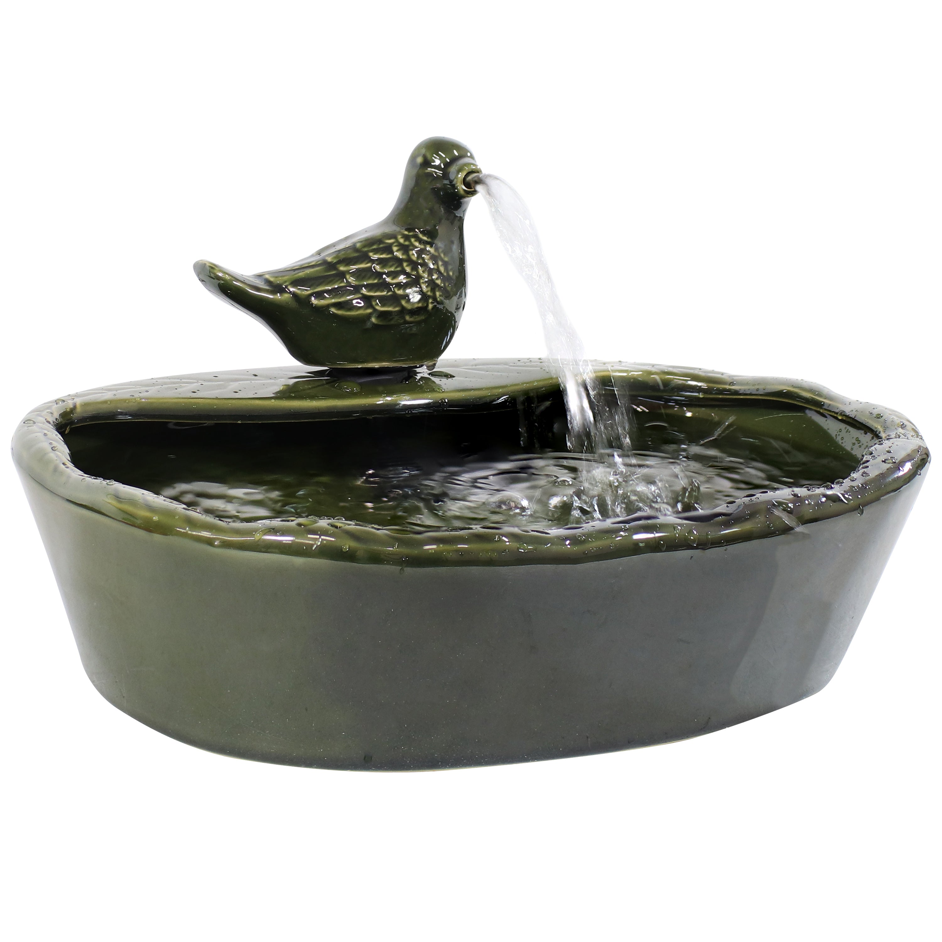 Sunnydaze Green Glazed Ceramic Solar Water Fountain - Frog SL-0306