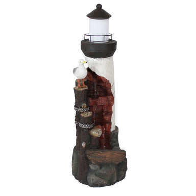 Sunnydaze Gull's Cove 36" Outdoor Lighthouse Fountain with LED Light WNC-345