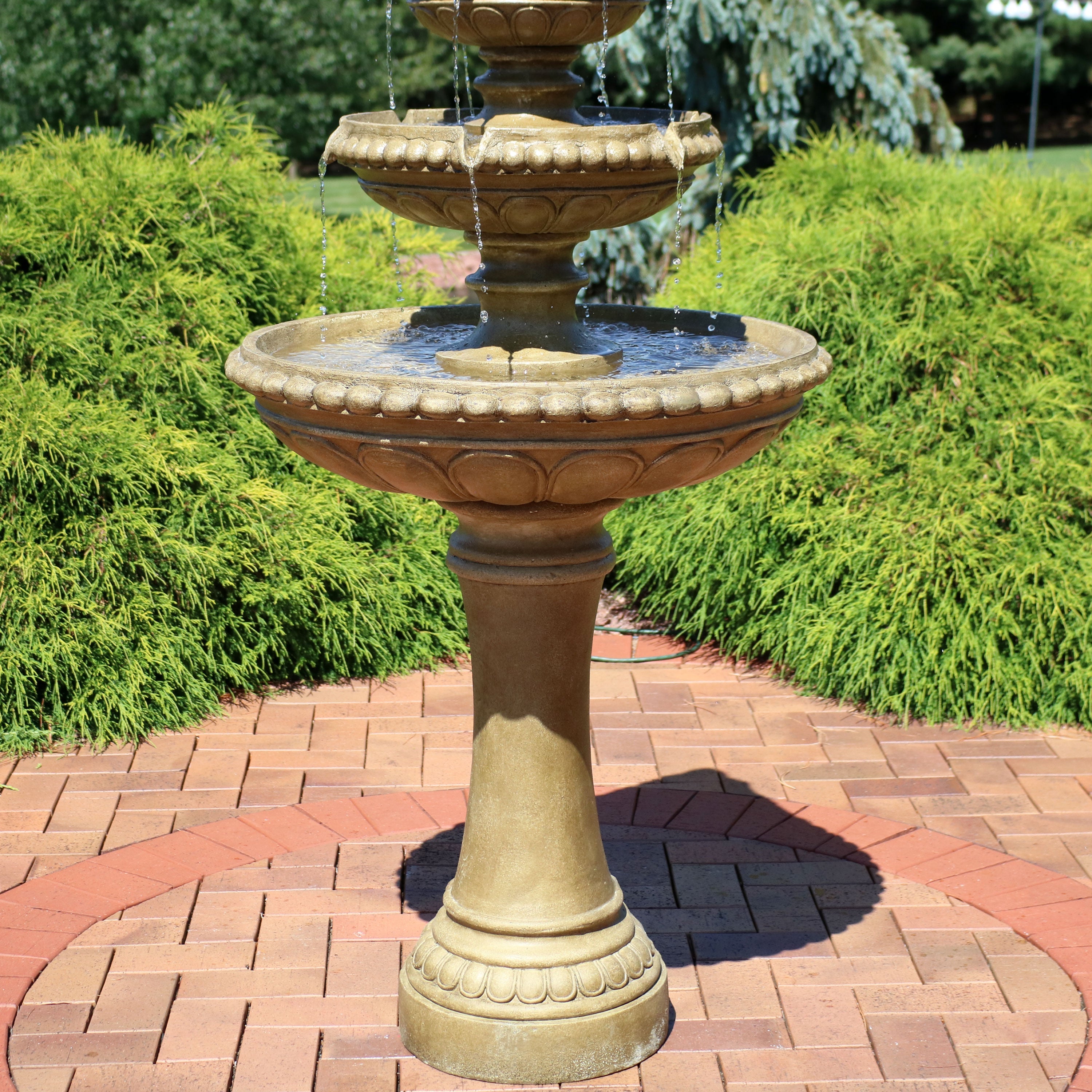 Sunnydaze Large 4-Tier Outdoor Water Fountain with LED Light - 65" GSI-781