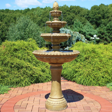 Sunnydaze Large 4-Tier Outdoor Water Fountain with LED Light - 65" GSI-781