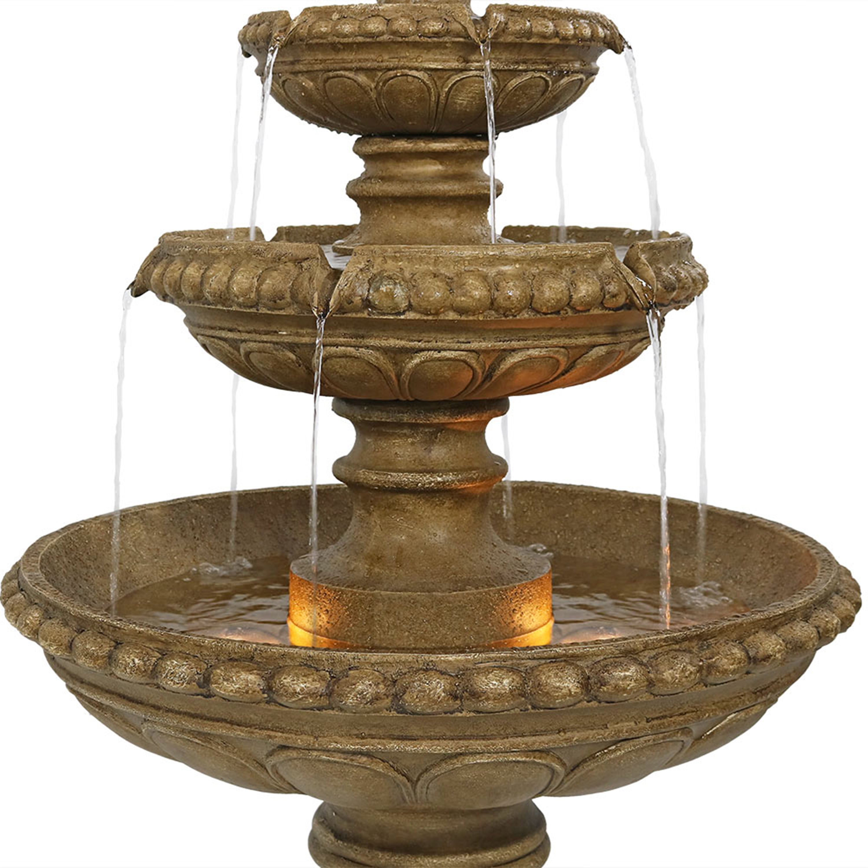 Sunnydaze Large 4-Tier Outdoor Water Fountain with LED Light - 65" GSI-781