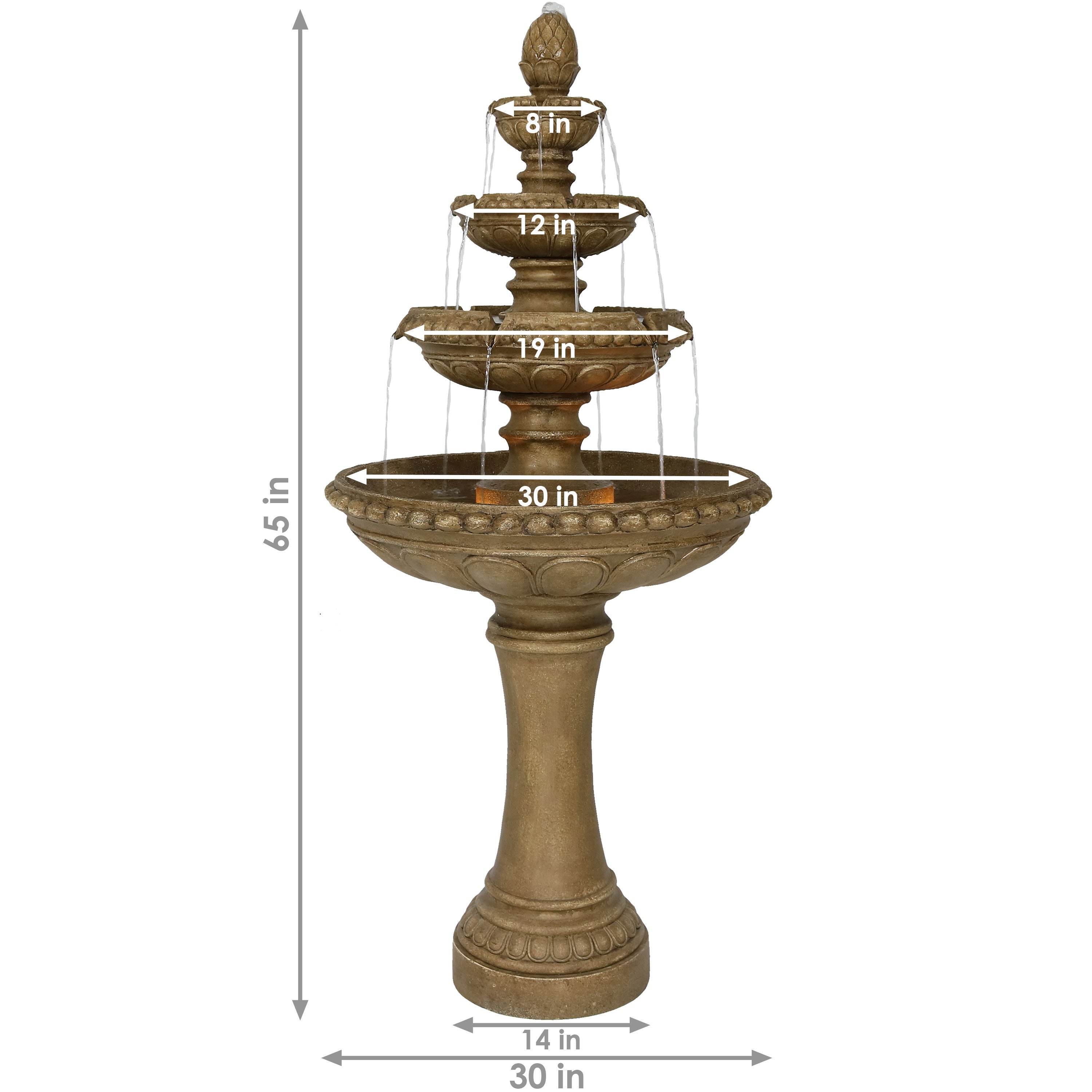 Sunnydaze Large 4-Tier Outdoor Water Fountain with LED Light - 65" GSI-781