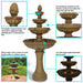 Sunnydaze Large 4-Tier Outdoor Water Fountain with LED Light - 65" GSI-781