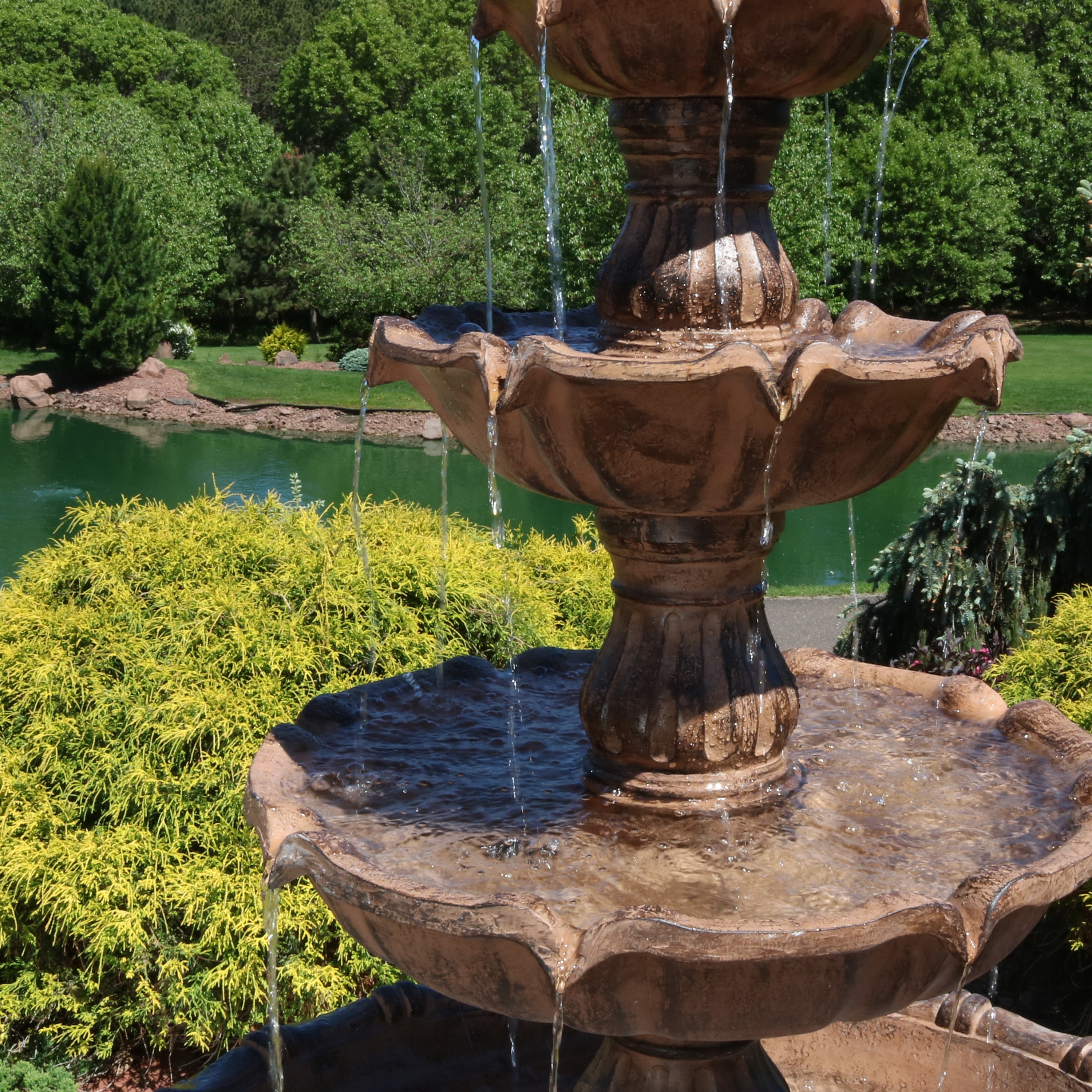 Sunnydaze Large Tiered Ball Outdoor Fountain - 80" H FC-73803