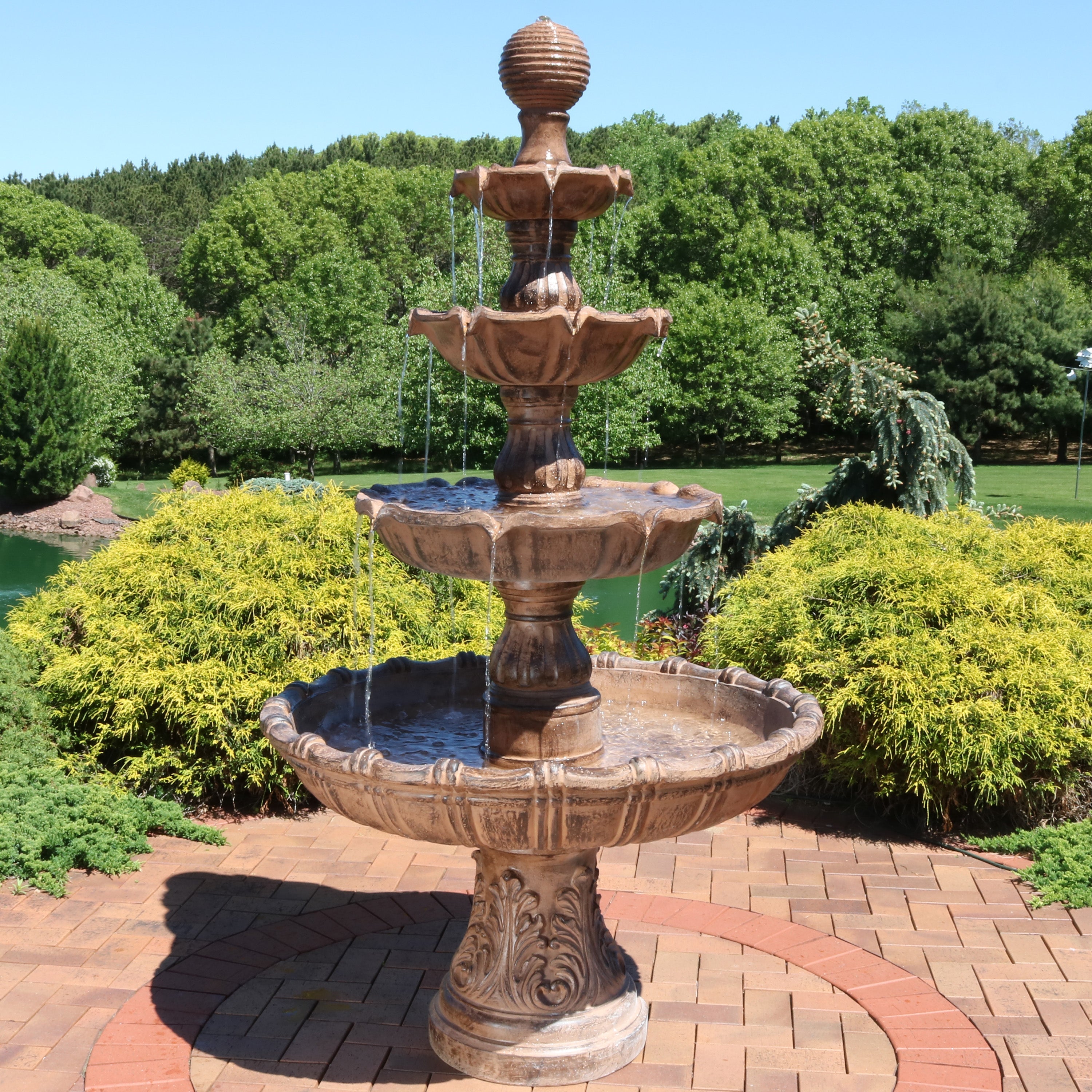 Sunnydaze Large Tiered Ball Outdoor Fountain - 80" H FC-73803