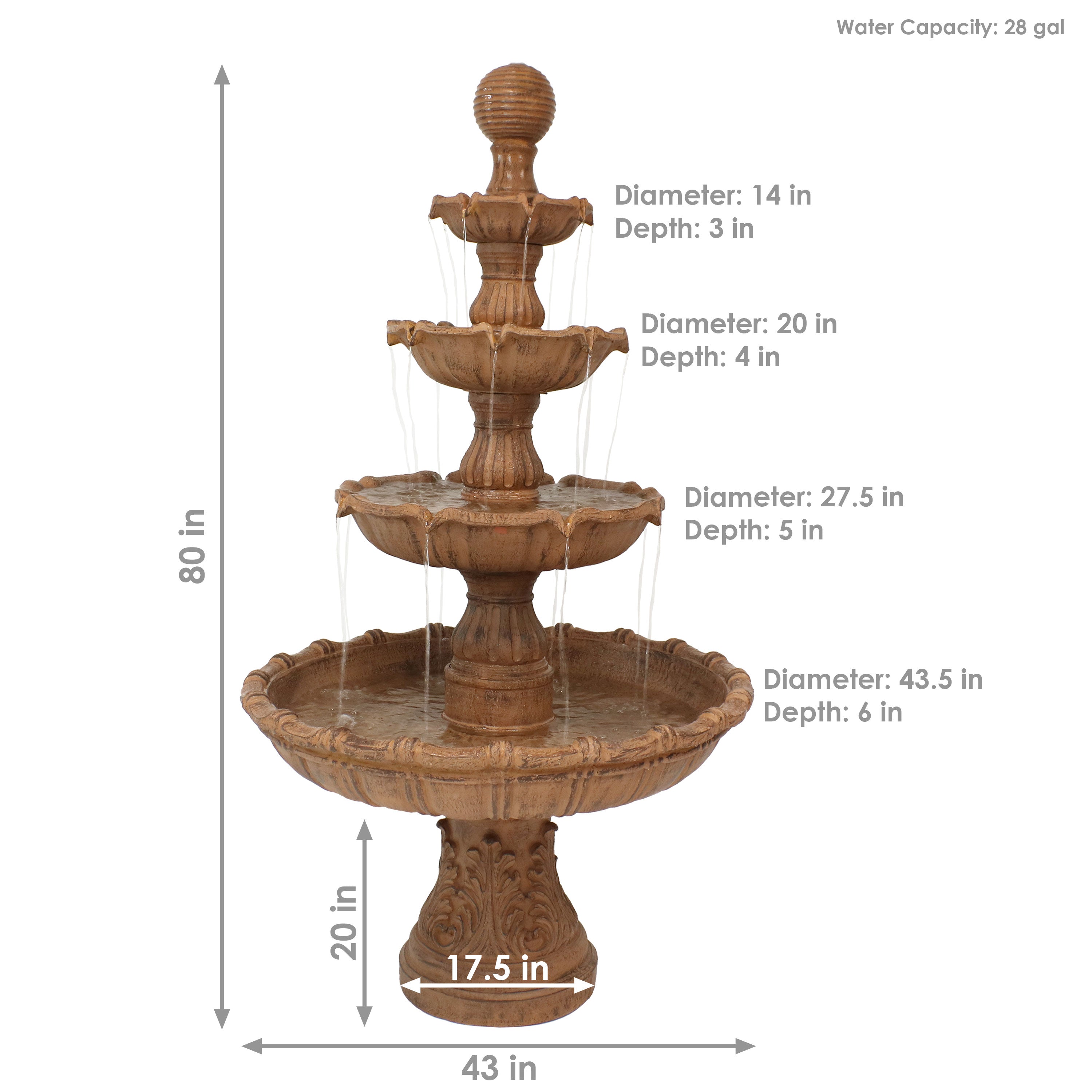 Sunnydaze Large Tiered Ball Outdoor Fountain - 80" H FC-73803