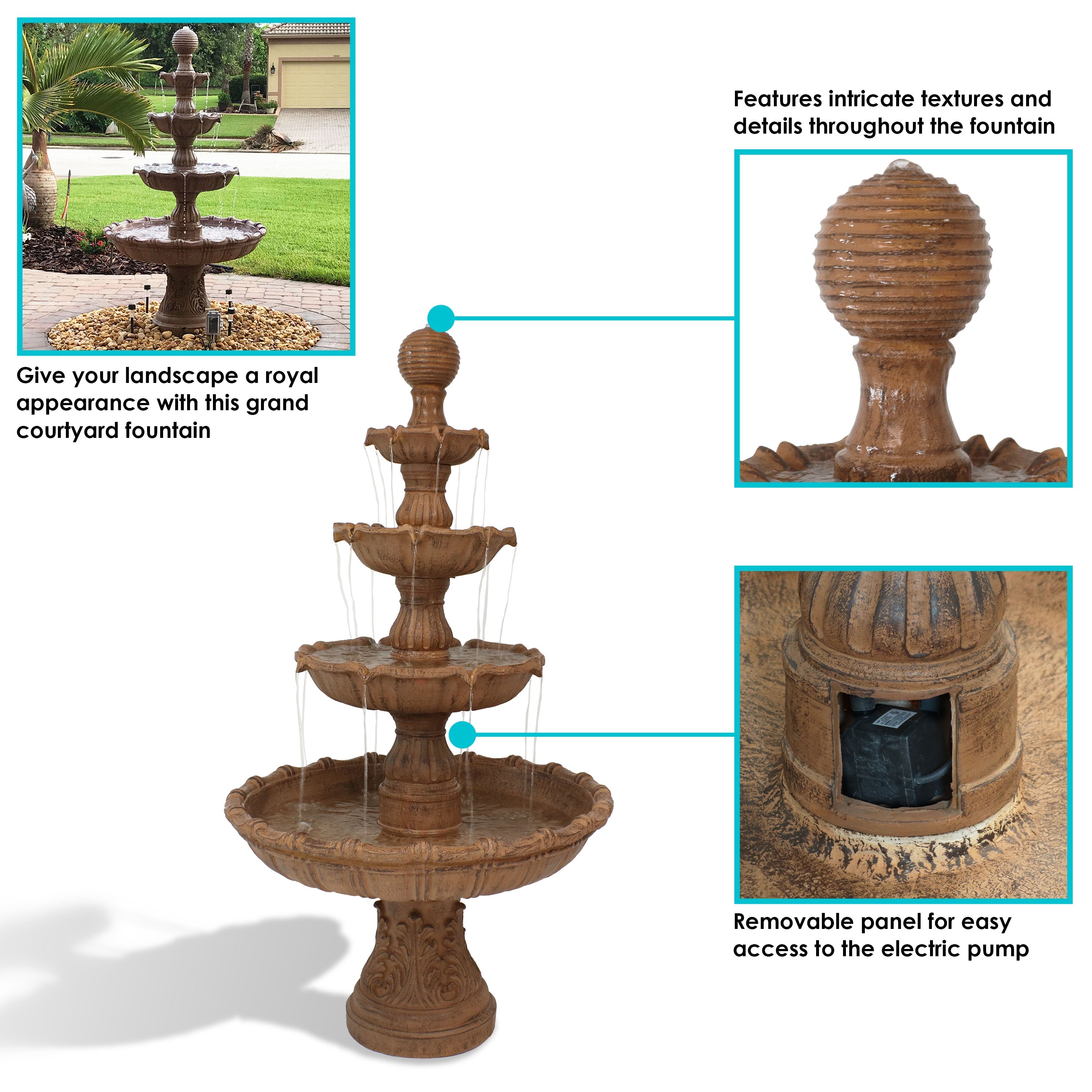 Sunnydaze Large Tiered Ball Outdoor Fountain - 80" H FC-73803