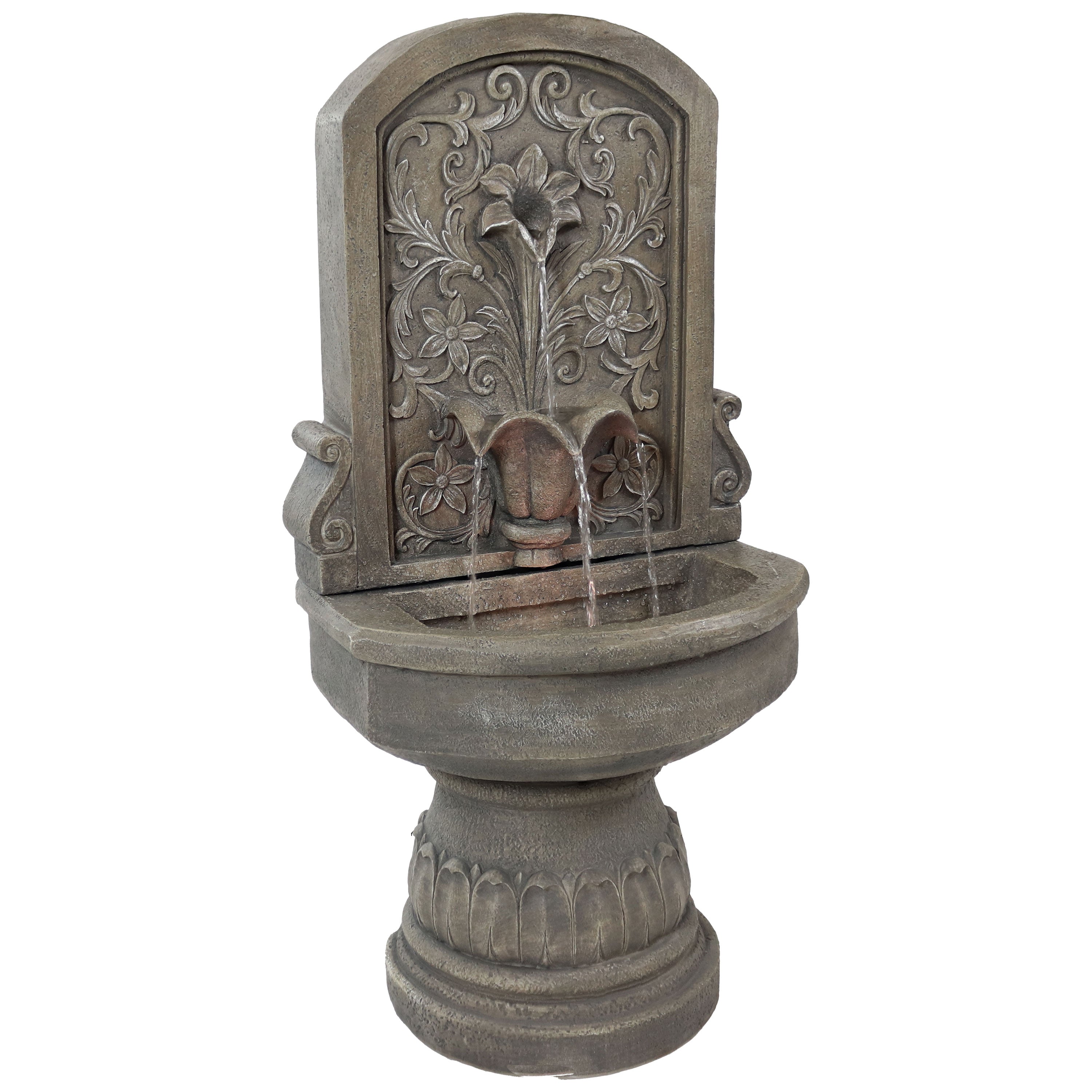 Sunnydaze Lovely Lily Polyresin Outdoor Wall Fountain with Flat Back WNC-854