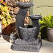 Sunnydaze Modern Cascading Bowls Solar Fountain with Battery Backup AMP-F913B