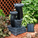 Sunnydaze Modern Cascading Bowls Solar Fountain with Battery Backup AMP-F913B
