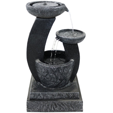Sunnydaze Modern Cascading Bowls Solar Fountain with Battery Backup AMP-F913B