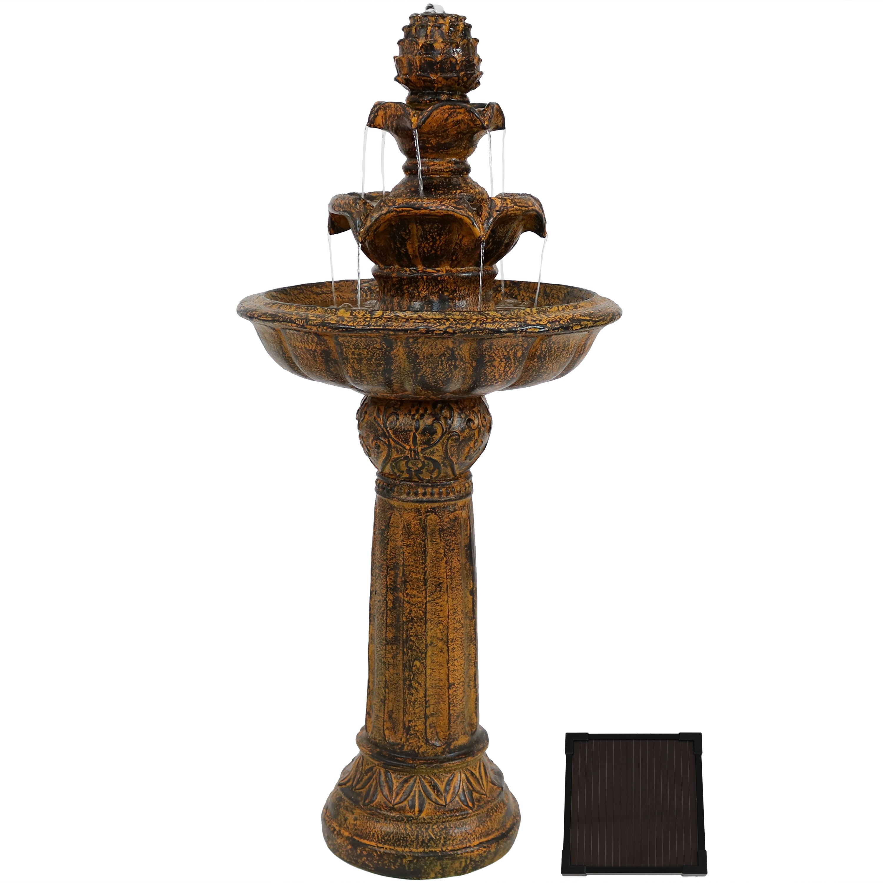 Sunnydaze Ornate Elegance Solar Water Fountain with Battery Backup - 42.5" H SL-474