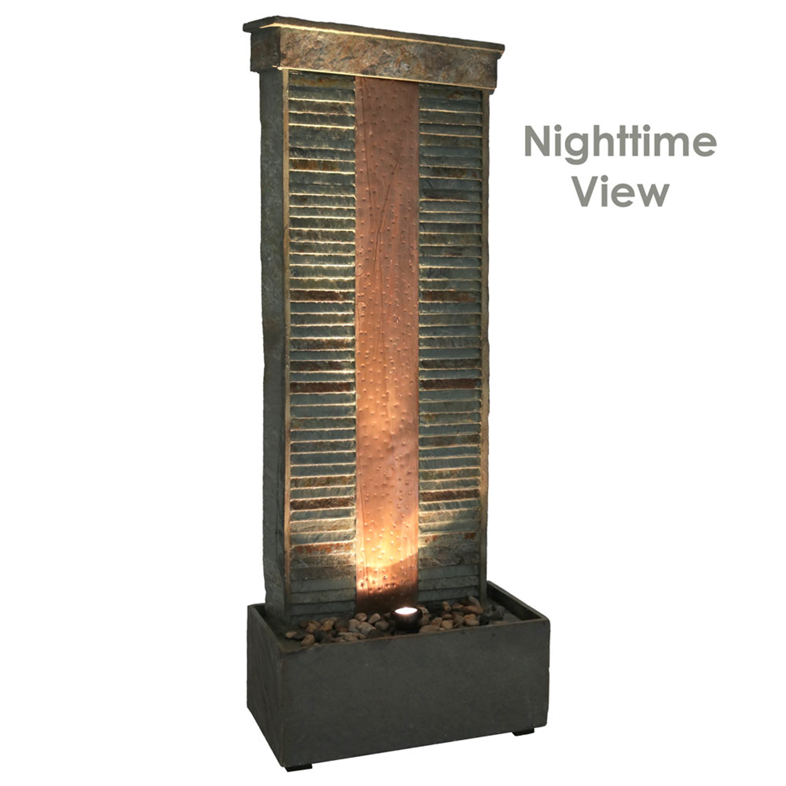 Sunnydaze Rippled Slate Water Fountain with LED Lights - 48" GSI-835