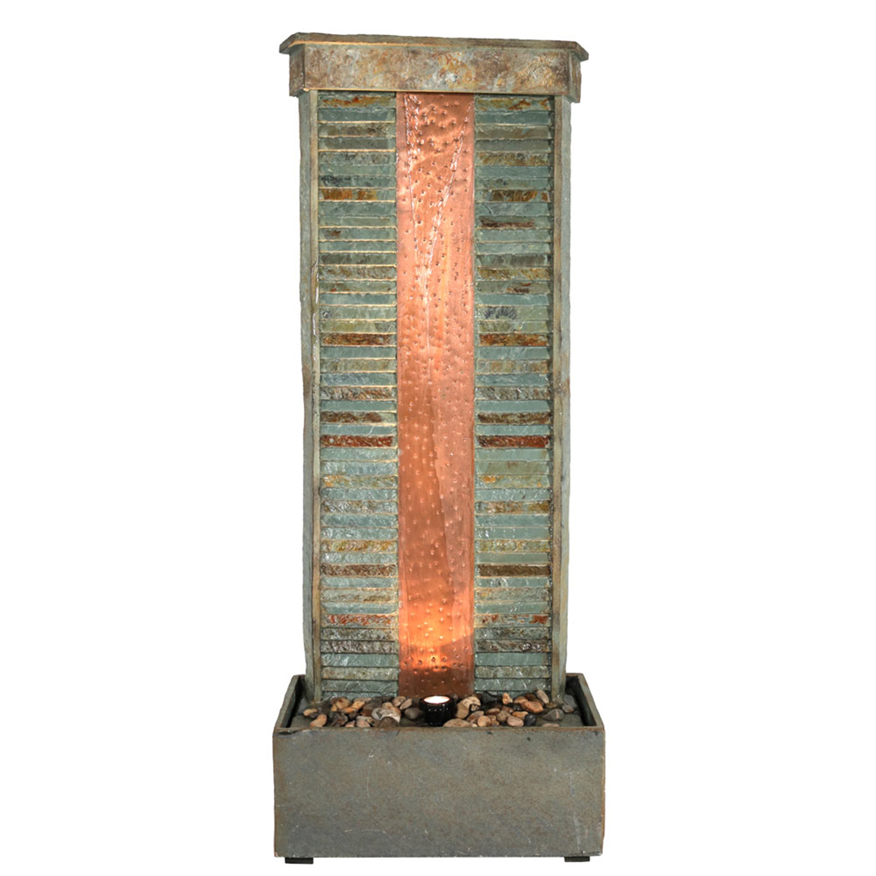 Sunnydaze Rippled Slate Water Fountain with LED Lights - 48" GSI-835