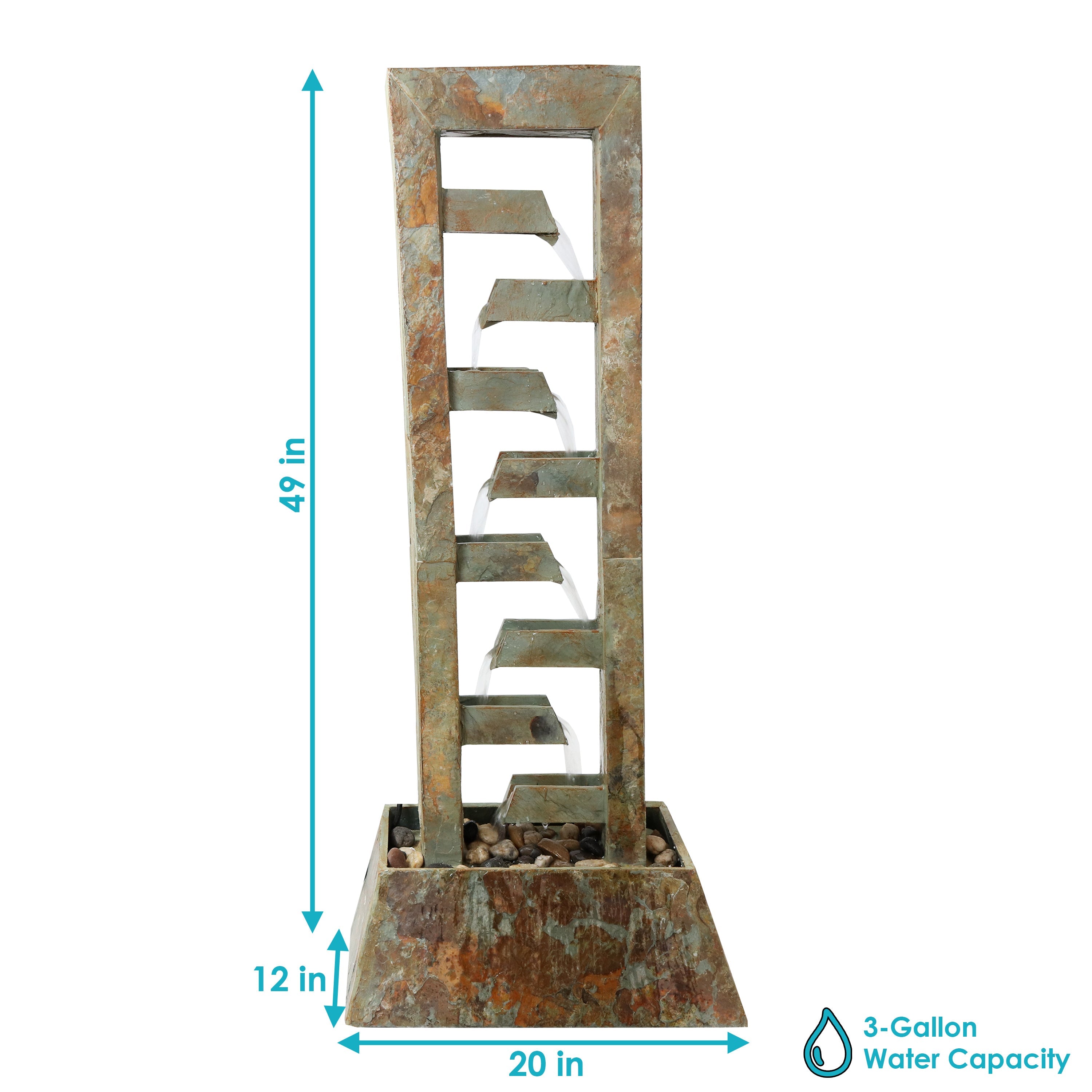 Sunnydaze Stacked Freestanding Slate Floor Fountain - 49" H GSI-806