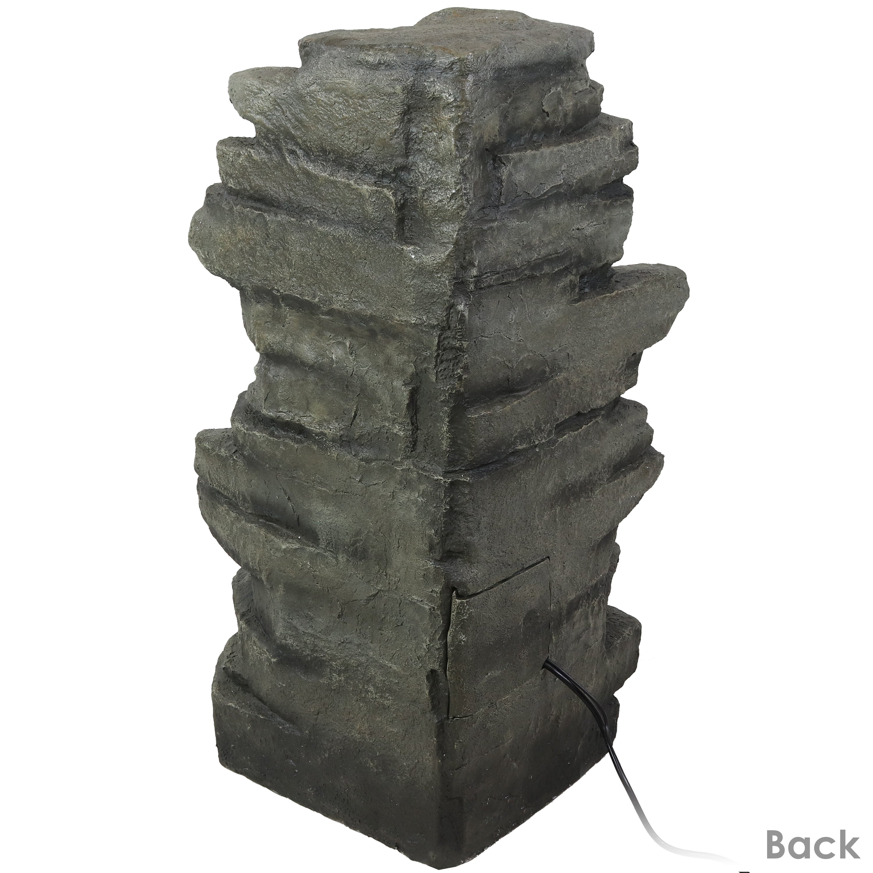 Sunnydaze Stacked Shale Outdoor Rock Waterfall Fountain with LED Lights - 38" DW-96023