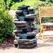 Sunnydaze Stacked Shale Outdoor Rock Waterfall Fountain with LED Lights - 38" DW-96023