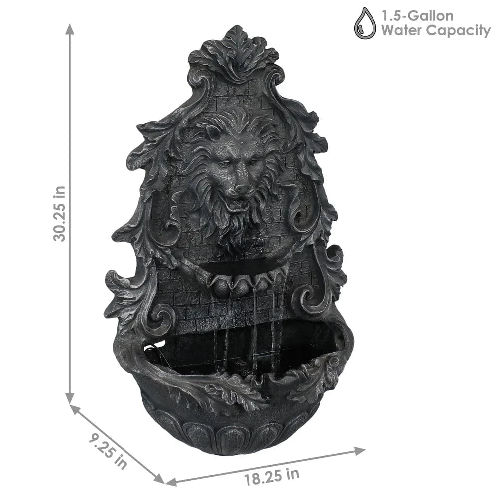 Sunnydaze Stoic Courage Lion Head Solar Fountain with Battery Backup AMP-673