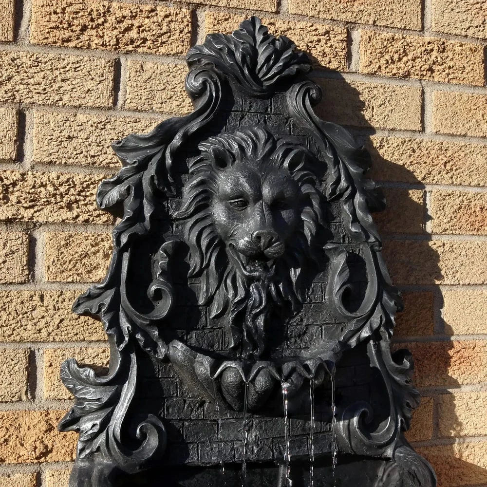 Sunnydaze Stoic Courage Lion Head Solar Fountain with Battery Backup AMP-673