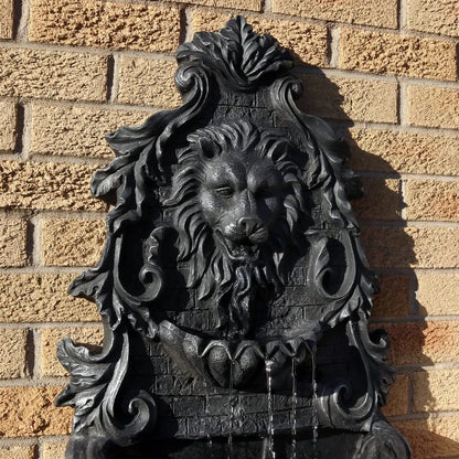 Sunnydaze Stoic Courage Lion Head Solar Fountain with Battery Backup AMP-673