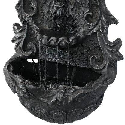 Sunnydaze Stoic Courage Lion Head Solar Fountain with Battery Backup AMP-673