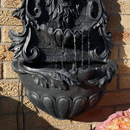 Sunnydaze Stoic Courage Lion Head Solar Fountain with Battery Backup AMP-673