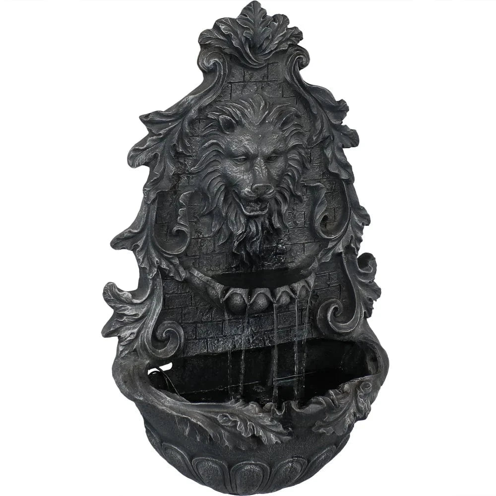 Sunnydaze Stoic Courage Lion Head Solar Fountain with Battery Backup AMP-673
