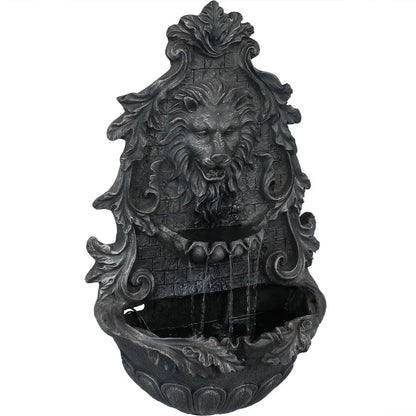 Sunnydaze Stoic Courage Lion Head Solar Fountain with Battery Backup AMP-673