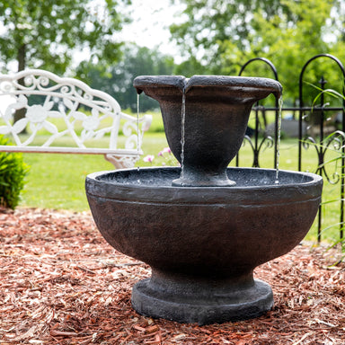 Sunnydaze Streaming Falls 2-Tier Outdoor Water Fountain - 25-Inch - Brown FC-22495