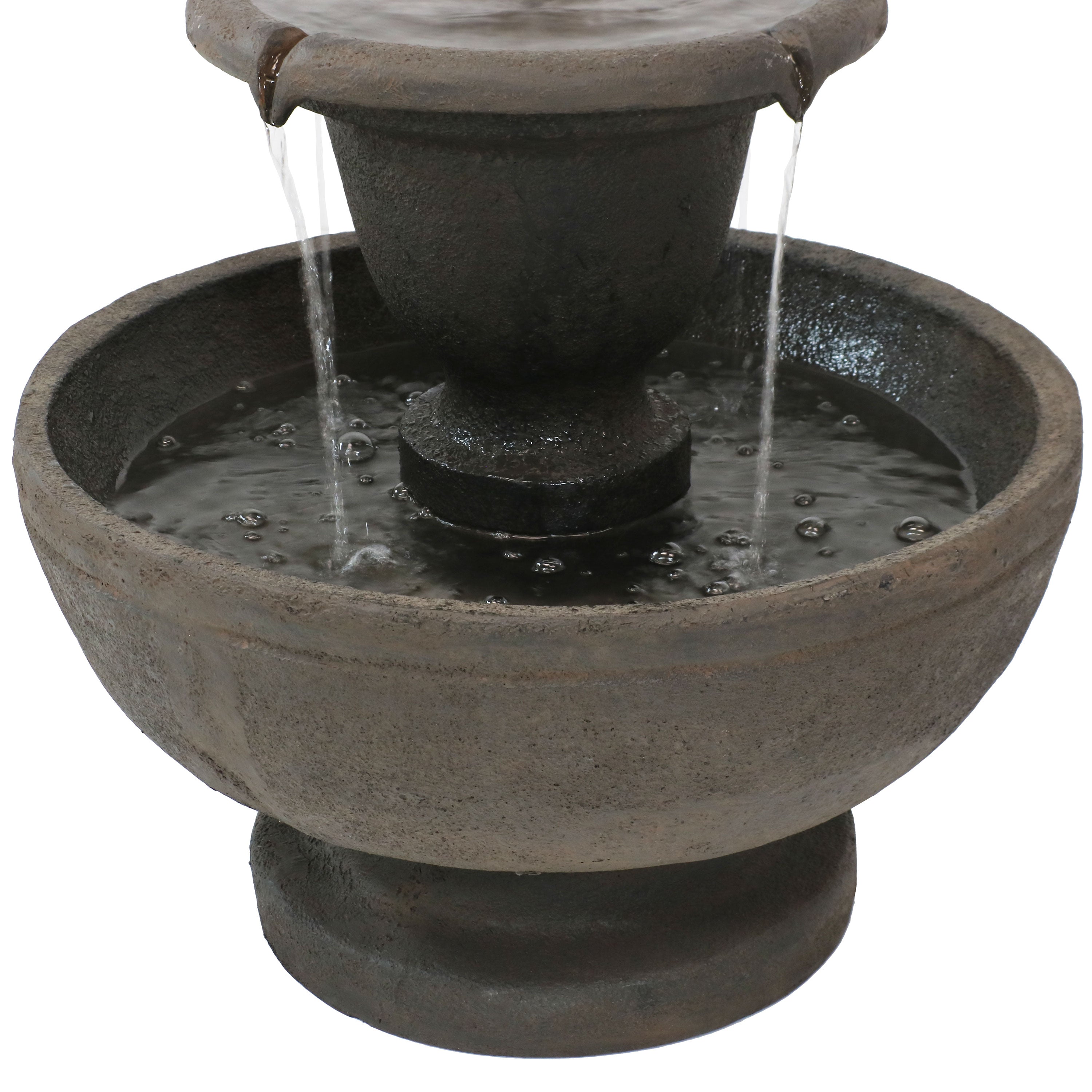 Sunnydaze Streaming Falls 2-Tier Outdoor Water Fountain - 25-Inch - Brown FC-22495