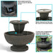 Sunnydaze Streaming Falls 2-Tier Outdoor Water Fountain - 25-Inch - Brown FC-22495
