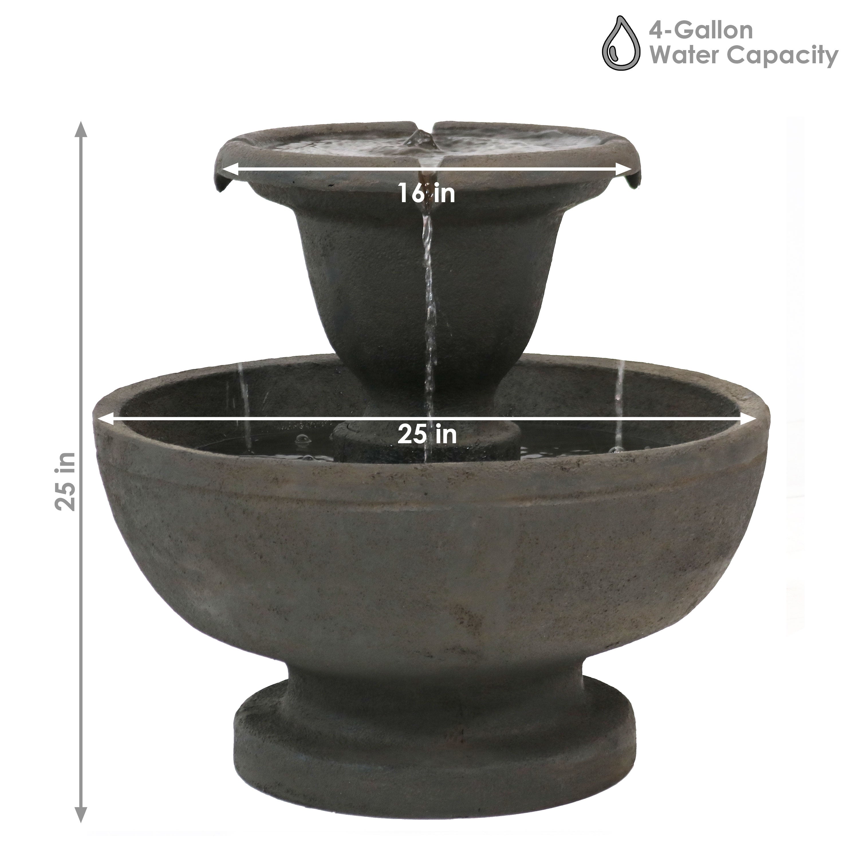 Sunnydaze Streaming Falls 2-Tier Outdoor Water Fountain - 25-Inch - Brown FC-22495