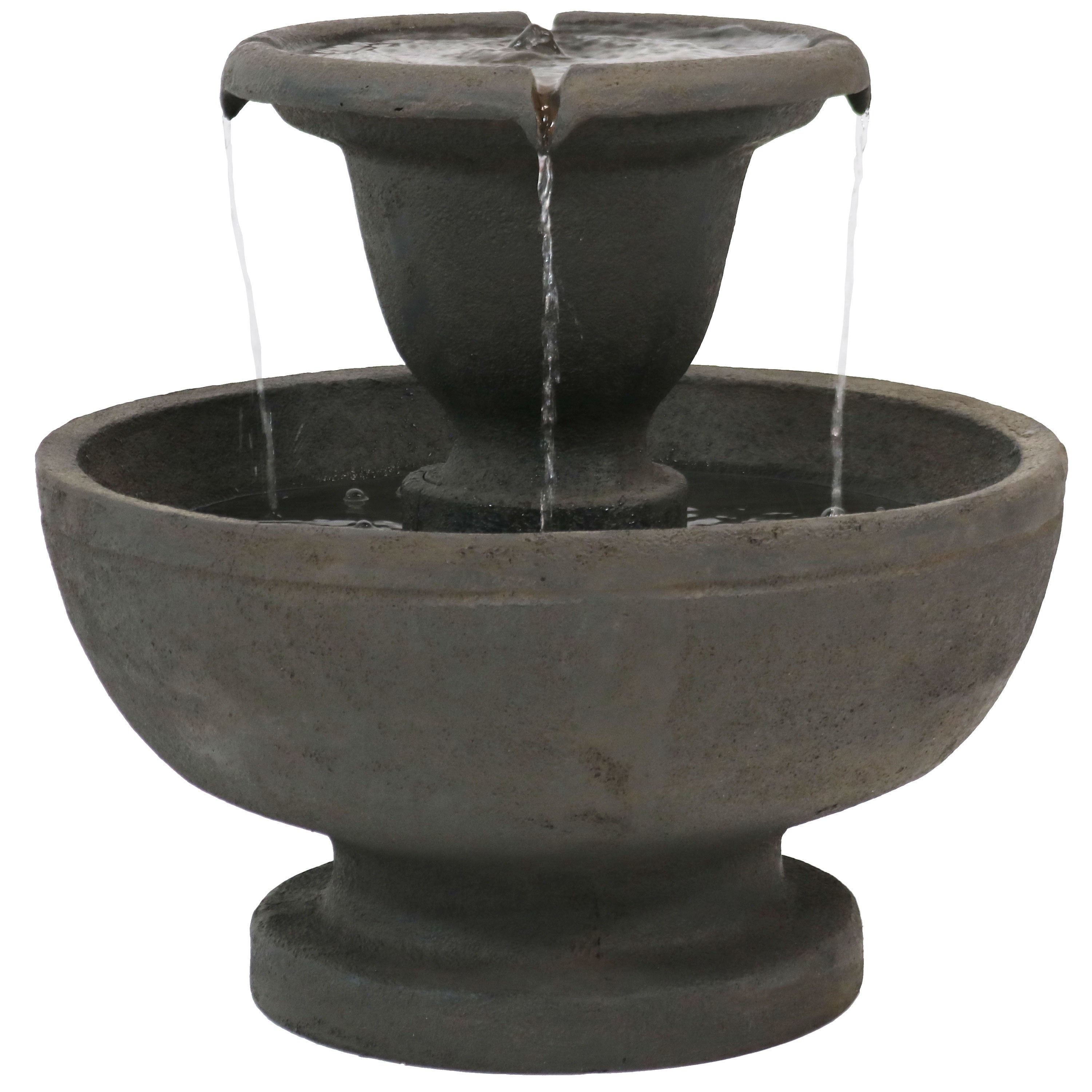 Sunnydaze Streaming Falls 2-Tier Outdoor Water Fountain - 25-Inch - Brown FC-22495