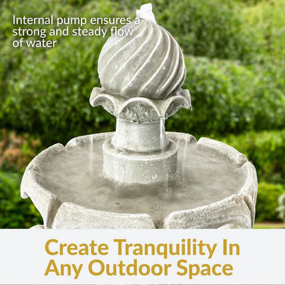 SunnyDaze Fountains Sunnydaze 2-Tier 35” Solar Powered w/ Battery Backup Fountain