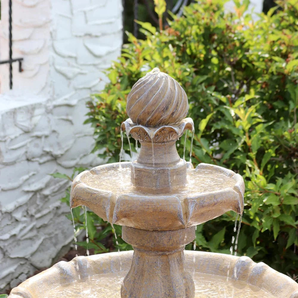 SunnyDaze Fountains Sunnydaze 2-Tier 35” Solar Powered w/ Battery Backup Fountain