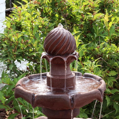 SunnyDaze Fountains Sunnydaze 2-Tier 35” Solar Powered w/ Battery Backup Fountain
