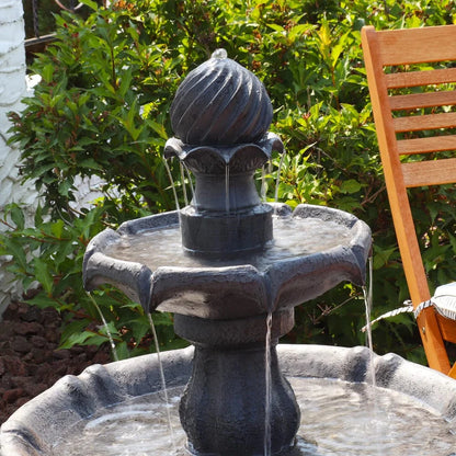 SunnyDaze Fountains Sunnydaze 2-Tier 35” Solar Powered w/ Battery Backup Fountain