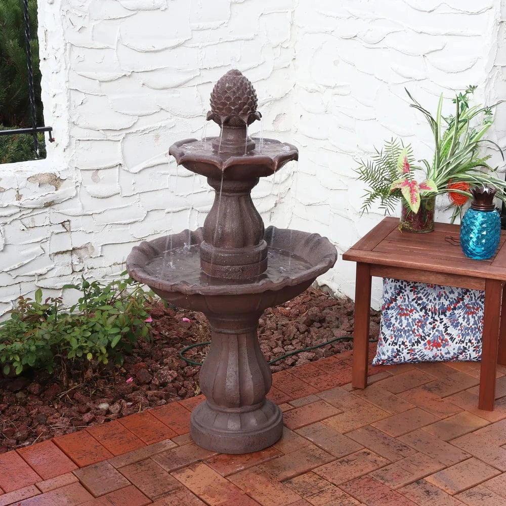 SunnyDaze Fountains Sunnydaze 2-Tier Curved Plinth Outdoor Water Fountain - 38"