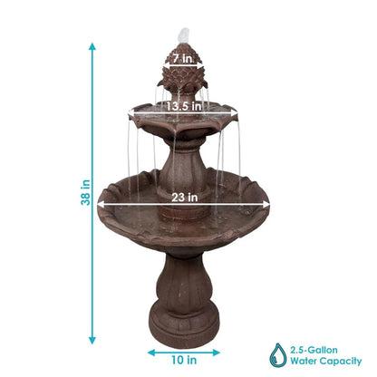 SunnyDaze Fountains Sunnydaze 2-Tier Curved Plinth Outdoor Water Fountain - 38"