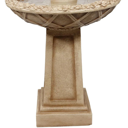 SunnyDaze Fountains Sunnydaze Beveled Flower 2-Tier Outdoor Water Fountain & Bird Bath - 28"