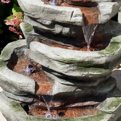 SunnyDaze Fountains Sunnydaze Cobblestone Rock Waterfall Fountain with LED Lights - 31" H