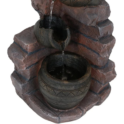 SunnyDaze Fountains Sunnydaze Crumbling Bricks and Pots 27” Solar Powered w/ Battery Backup Fountain