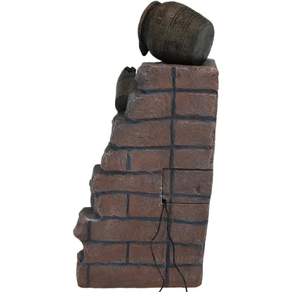 SunnyDaze Fountains Sunnydaze Crumbling Bricks and Pots 27” Solar Powered w/ Battery Backup Fountain