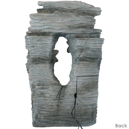 SunnyDaze Fountains Sunnydaze Dual Cascading Rock Falls Water Fountain with LED Lights and Electric Submersible Pump - 39"