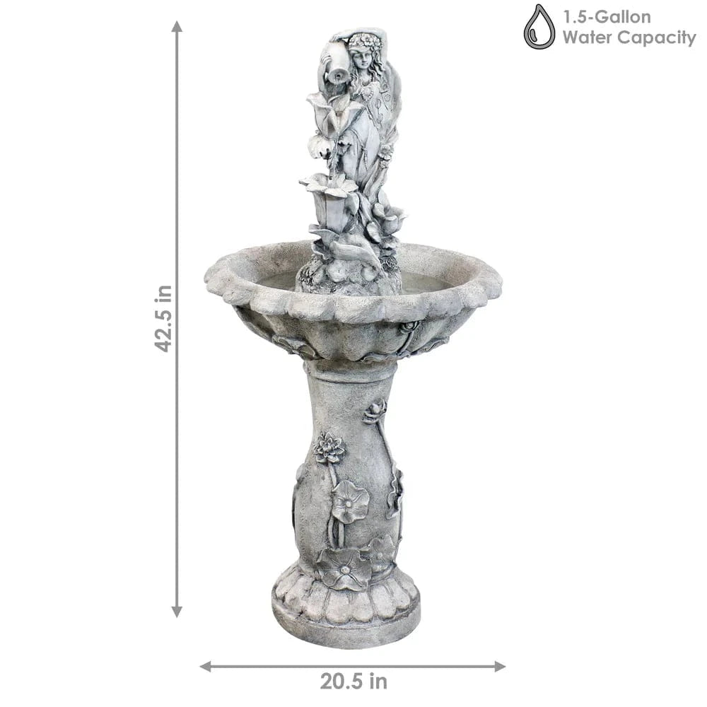 SunnyDaze Fountains Sunnydaze Fairy Flower Fountain 42.5” Solar Powered w/ Battery Backup